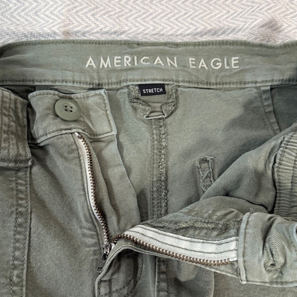 American Eagle Cargo Pants Women 0 Green Straight Leg Stretch Utility Streetwear - Picture 7 of 13